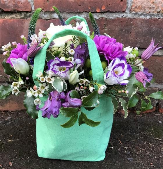 Amethyst Floral Gift Bag Arrangement - Make Their Day Florist
