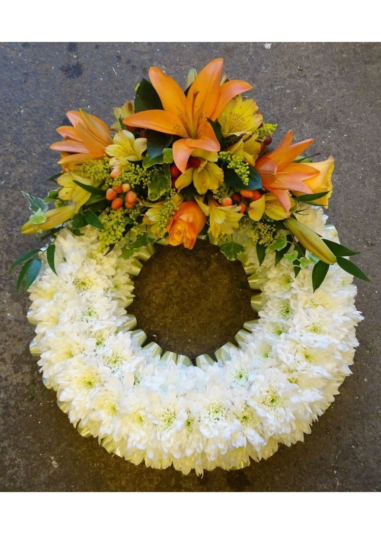 Autumnal Based Funeral Wreath - Make Their Day Florist