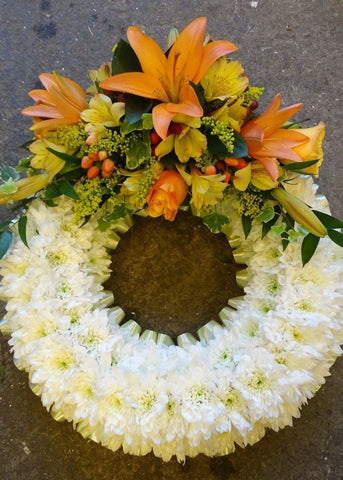 Autumnal Based Funeral Wreath - Make Their Day Florist