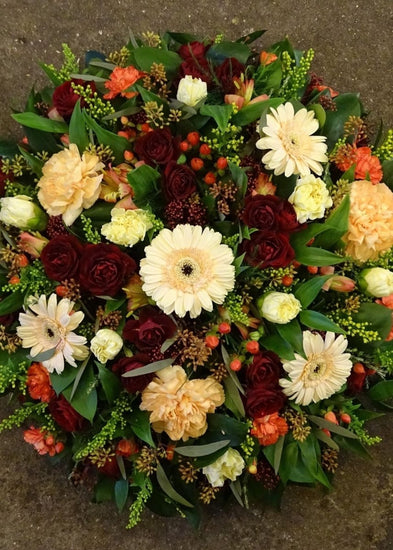 Autumnal Funeral Posy Pad - Make Their Day Florist