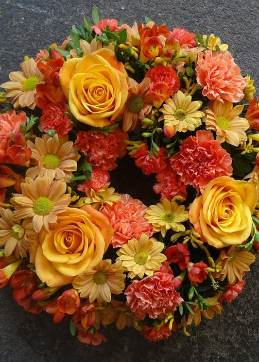 Autumnal Funeral Wreath - Make Their Day Florist