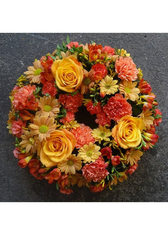 Autumnal Funeral Wreath - Make Their Day Florist