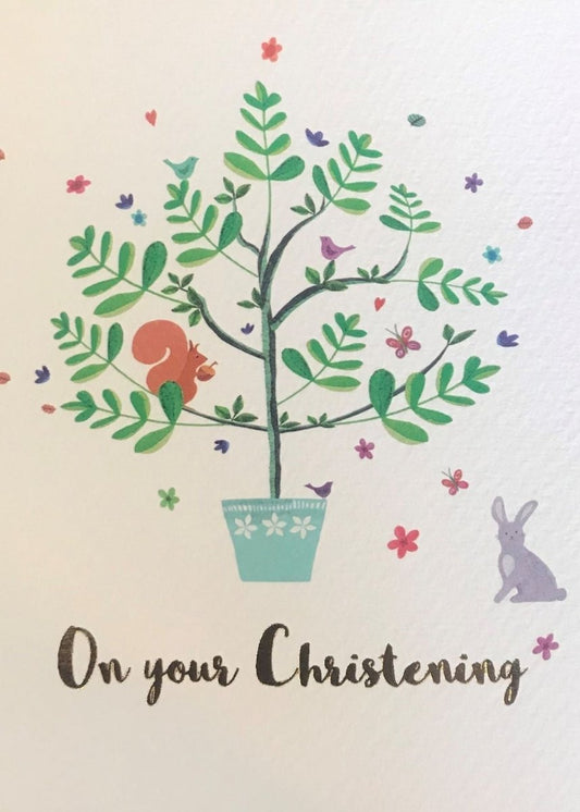 Bird & Tree Christening Card - Make Their Day Florist