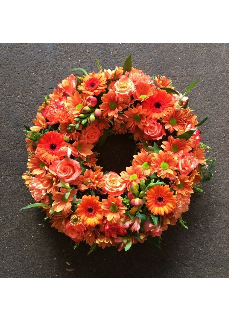 Blazing Orange Funeral Wreath - Make Their Day Florist