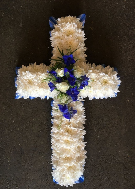 Blue Floral Based Cross - Make Their Day Florist