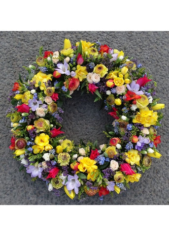 Bright Spring Flowers Wreath - Make Their Day Florist