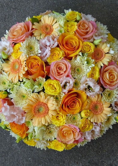 Bright Spring Funeral Posy Pad - Make Their Day Florist