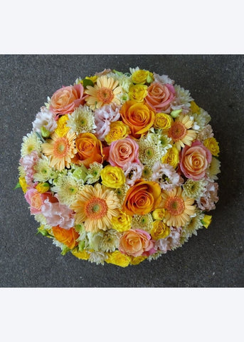 Bright Spring Funeral Posy Pad - Make Their Day Florist