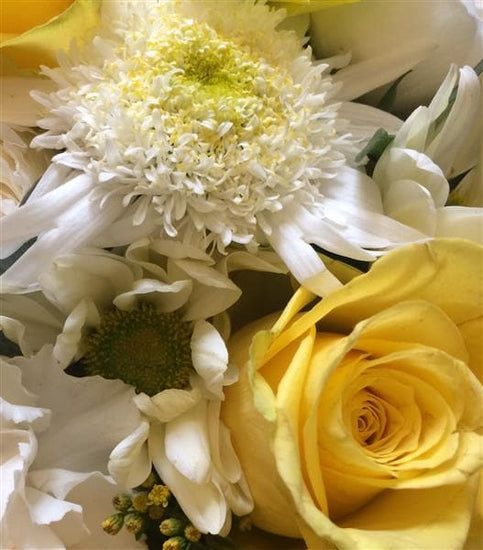 Gold & White Funeral Posy Pad - Make Their Day Florist