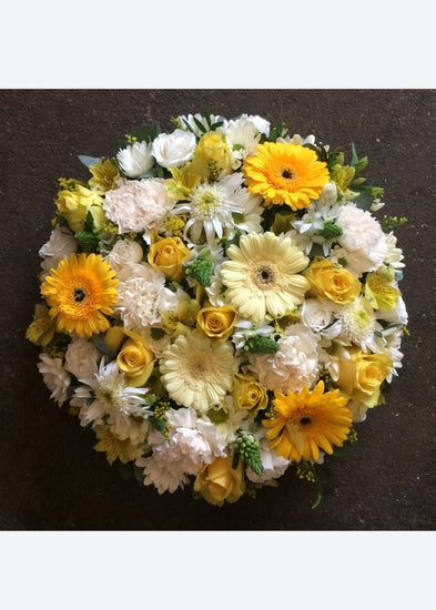 Gold & White Funeral Posy Pad - Make Their Day Florist