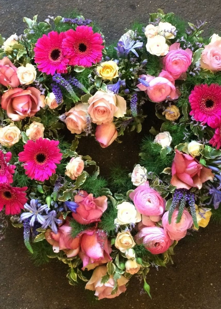 Grouped Open Heart Funeral Tribute - Make Their Day Florist