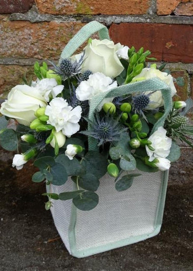 Icy Floral Gift Bag Arrangement - Make Their Day Florist