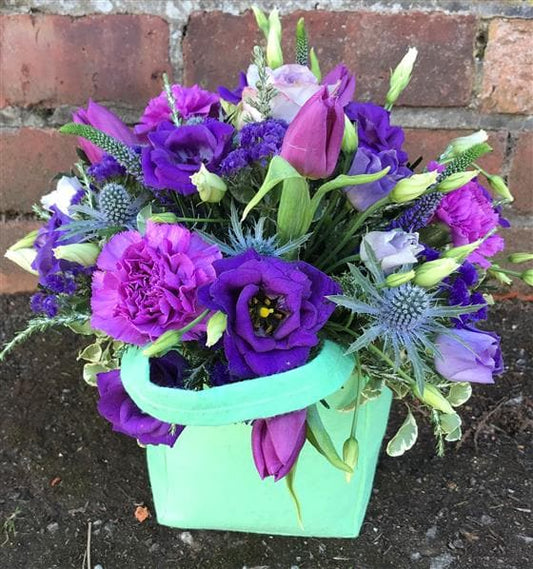 Lavender Floral Gift Bag Arrangement - Make Their Day Florist