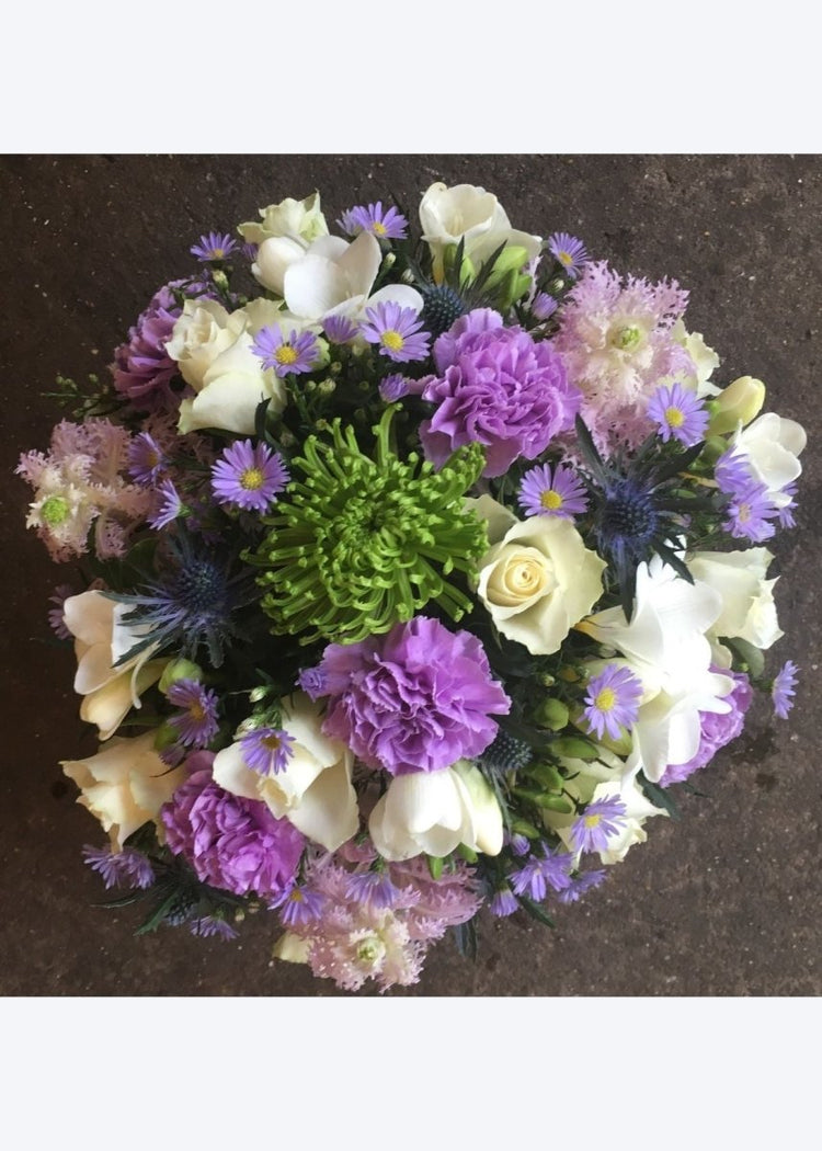 Lilac and Cream Funeral Posy - Make Their Day Florist