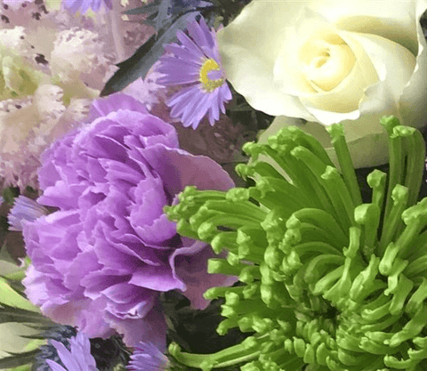 Lilac, White & Green Funeral Casket Spray - Make Their Day Florist