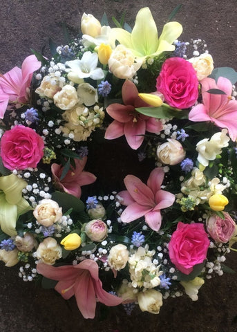 Lily & Rose Funeral Wreath - Make Their Day Florist