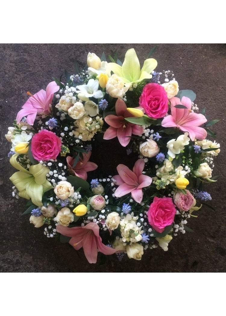 Lily & Rose Funeral Wreath - Make Their Day Florist