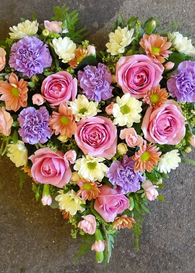 Loose Pastel Heart Funeral Tribute - Make Their Day Florist