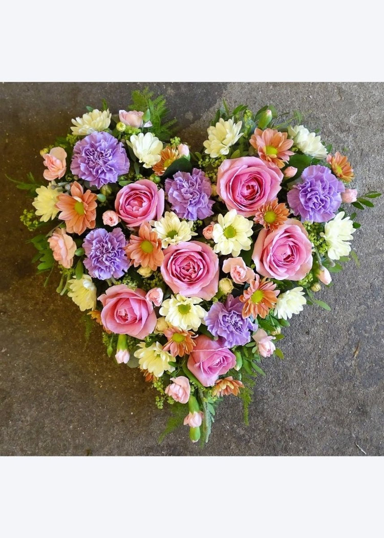 Loose Pastel Heart Funeral Tribute - Make Their Day Florist