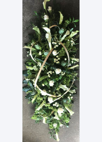 Modern Green & White Funeral Casket Spray - Make Their Day Florist