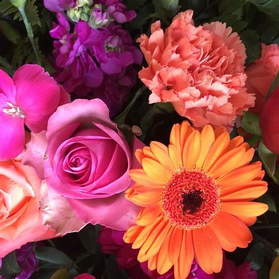 Orange & Cerise Funeral Casket Spray - Make Their Day Florist