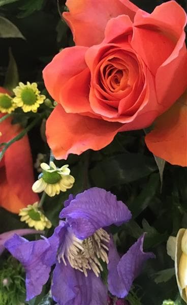 Orange, Yellow & Mauve Funeral Casket Spray - Make Their Day Florist