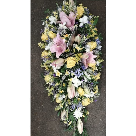 Pastel Single Ended Funeral Casket Spray - Make Their Day Florist