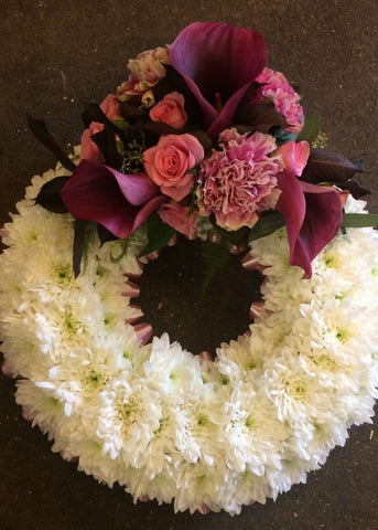 Pink Based Funeral Wreath - Make Their Day Florist