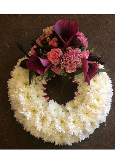 Pink Based Funeral Wreath - Make Their Day Florist