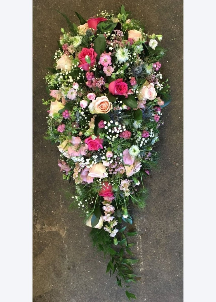 Pink & Blue Single Ended Funeral Casket Spray - Make Their Day Florist