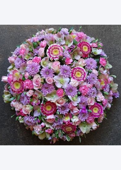 Pink & Cream Funeral Posy Pad - Make Their Day Florist