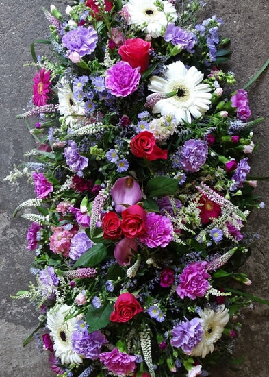 Pink & Purple Funeral Casket Spray - Make Their Day Florist