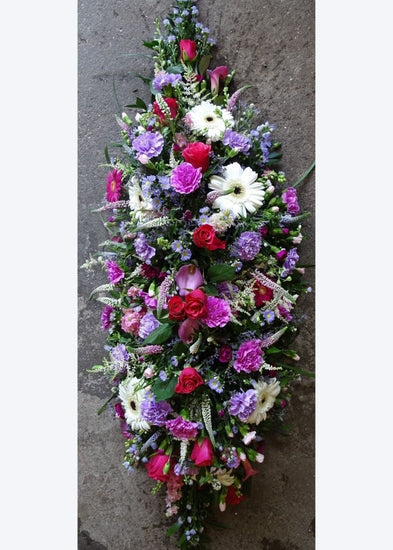 Pink & Purple Funeral Casket Spray - Make Their Day Florist