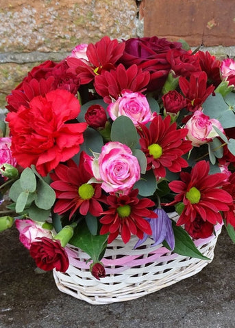Red Bush Flower Basket - Make Their Day Florist