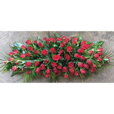 Red Rose Funeral Casket Spray - Make Their Day Florist