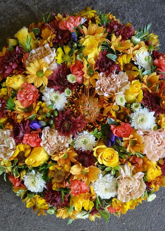 Sunset Funeral Posy Pad - Make Their Day Florist
