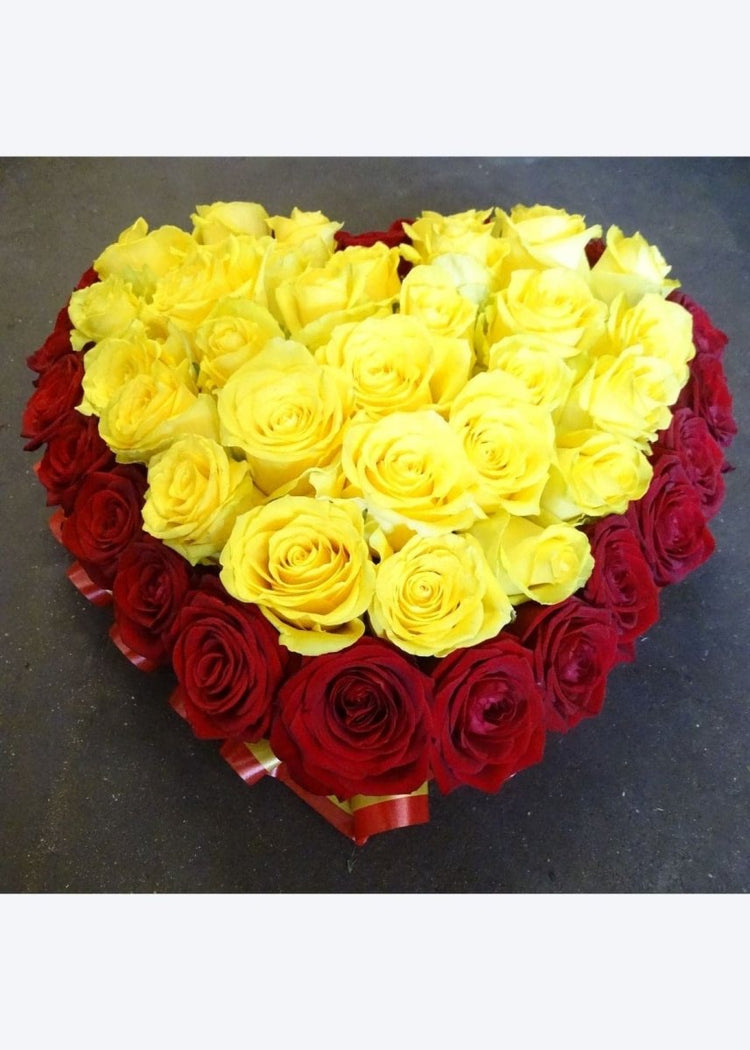 Two Tone Rose Funeral Heart Tribute - Make Their Day Florist