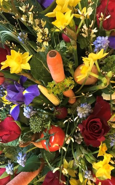 Vegetable and Flower Funeral Casket Spray - Make Their Day Florist