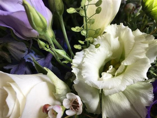 White, Blue & Green Funeral Spray - Make Their Day Florist
