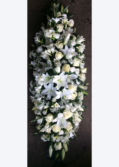 White Funeral Casket Spray - Make Their Day Florist
