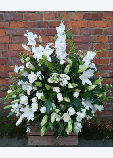 White Pedestal Funeral Arrangement - Make Their Day Florist