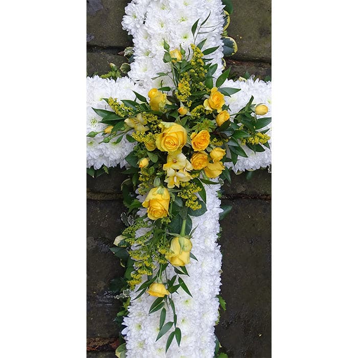Yellow Funeral Based Cross - Make Their Day Florist